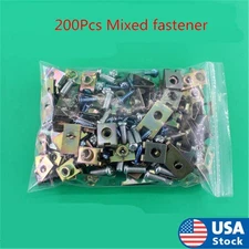 200PCS Mixed Metal Fastener Auto Car Body Door Fender Panel Screw U Clips USA