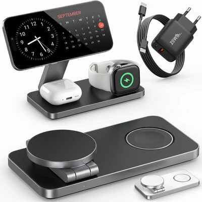 Ladestation iPhone Apple Watch 3in1 MagSafe Ladegerät Induktive Wireless Charger