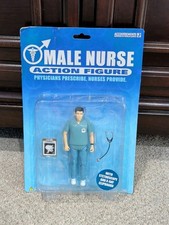 Figura de acción de enfermera masculina Accoutrements con estetoscopio y tablero de rayos X 2004