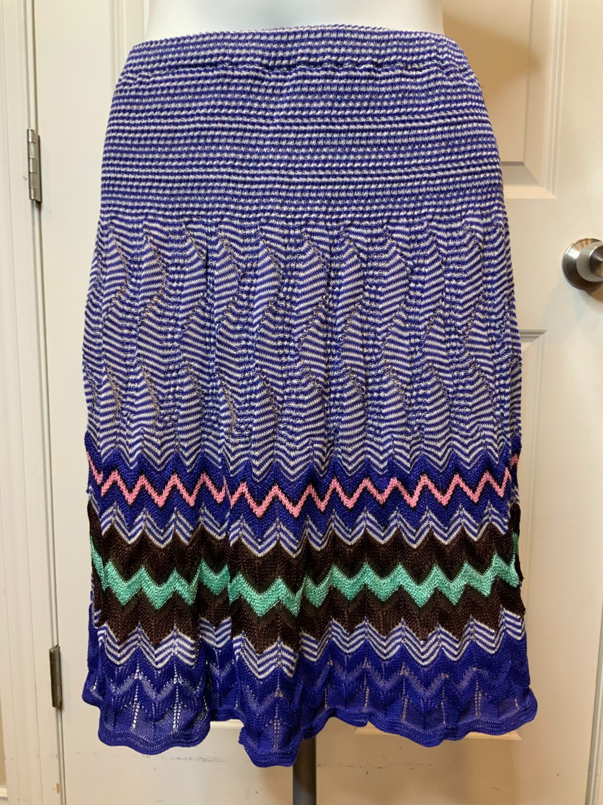 Missoni Blue Multicolor Zig-Zag Patterned A-Line … - image 1