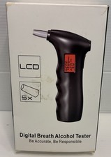 Digital Breath Alcohol Tester LCD BAC Analyzer w/ 5 Mouthpieces - Portable