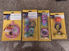 12pc Bird Cage Toy Bundle   4 New Sets w Bells, Mirrors, Rings   Sealed