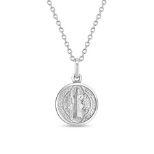 St Benedict Medal 13mm Toddler/Kids Necklace Religious - Sterling Silver