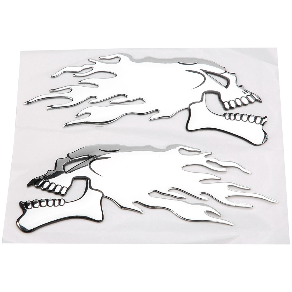 ⁺2Pcs 3D Skull Head Auto Motorcycle Car Sticker Decor Decal