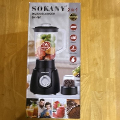 SOKANY SK-738 2-in-1 Blender Mixer w/ Grinder, 800W 1.5L 2-Speed Black