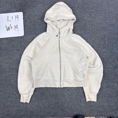 Lululemon Zip-Up Hoodie Cropped Fleece Lined Size 19 Cream White Cream/Off-White