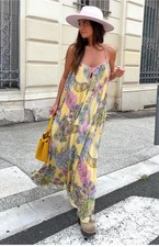 Zara ZW Collection Long Maxi Floral Print Dress Yellow Size M 3193/123 New