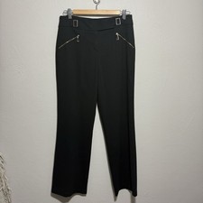 ESCADA Womens Black Sz 36 Wool Dress Pants Pants Zip Pockets Gold Hardware