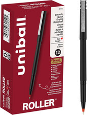 Ball Roller Pen, 0.5 Mm Micro Tip, Red, Pack of 12/Uniball Roller Ball Stick Pen