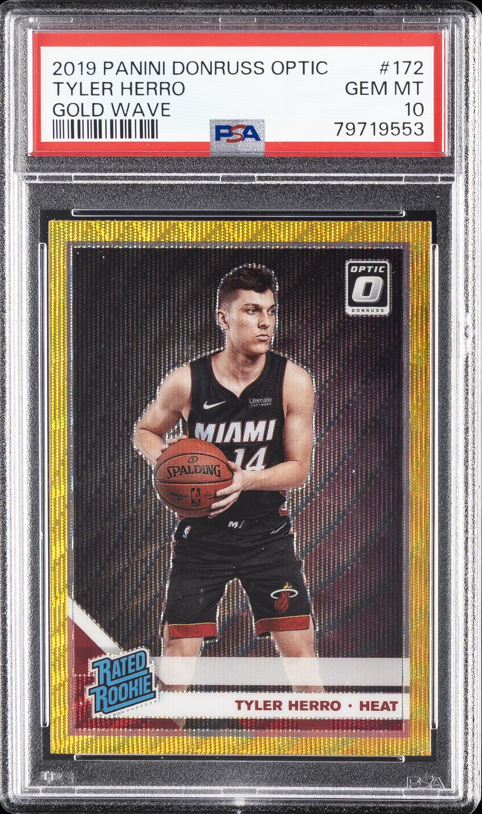 2019 PANINI DONRUSS OPTIC GOLD WAVE #172 TYLER HERRO PSA 10