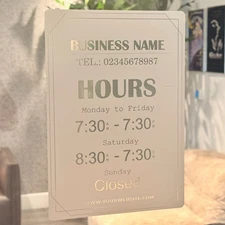 Custom Business Hours Window Decal – Vinyl Storefront Glass Door Sign