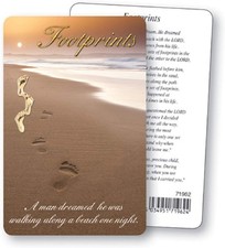 CREDIT CARD size FOOTPRINTS IN THE SAND Prayer Verse Card 3.37 in × 2.125 