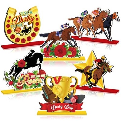 6 Pcs Table Decorations Signs Wooden Tabletop Centerpiece Derby Horse Racing