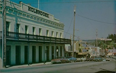 Holbrooke Hotel Grass Valley CA Vintage Postcard Unposted Color Street Scene