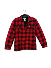 Tommy Bahama Sherpa Lined Jacket Size 16 Boys Buffalo Plaid Red Black