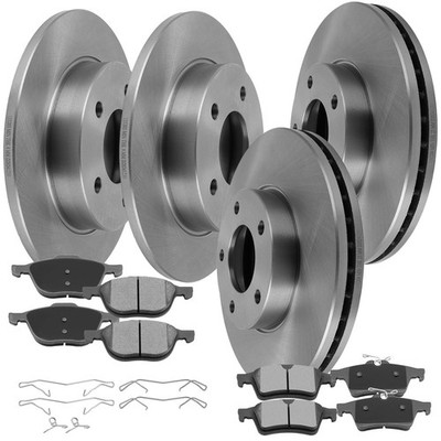 Front & Rear Solid Rotors Ceramic Brake Pads Kit For 2005 2006-2013 Mazda 3