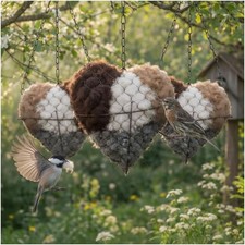 3X Handmade Fiber Bird Nesting Heart Birds Nests Material Holder Hummingbird Nes