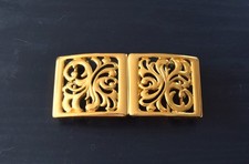 Vintage Ornate Gold Tone Square Shape Belt Buckle
