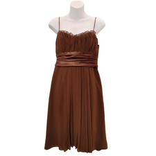 Xscape By Joanna Chen Fit Flare Party Dress Chiffon Satin Brown Womens Size 6