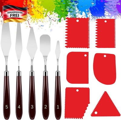 Palette Messer Set 11-tlg. feine Spachtel für Malerei & Leimauftrag, langlebig