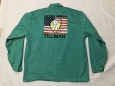 Tillman Shirt Mens L Green Long Sleeve Welding Work Wear Westex FR-7A