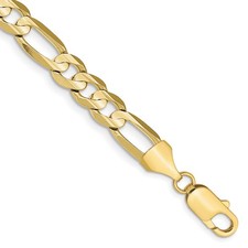 10k Yellow Gold 7.5mm Concave Open Figaro Chain Bracelet 8"