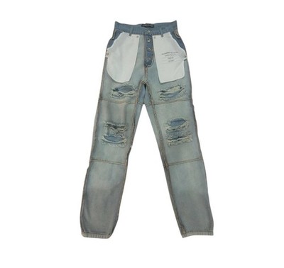 Manier De  Voir Distressed Inside Out Cotton Jeans Size 6 Ripped Preppy Party