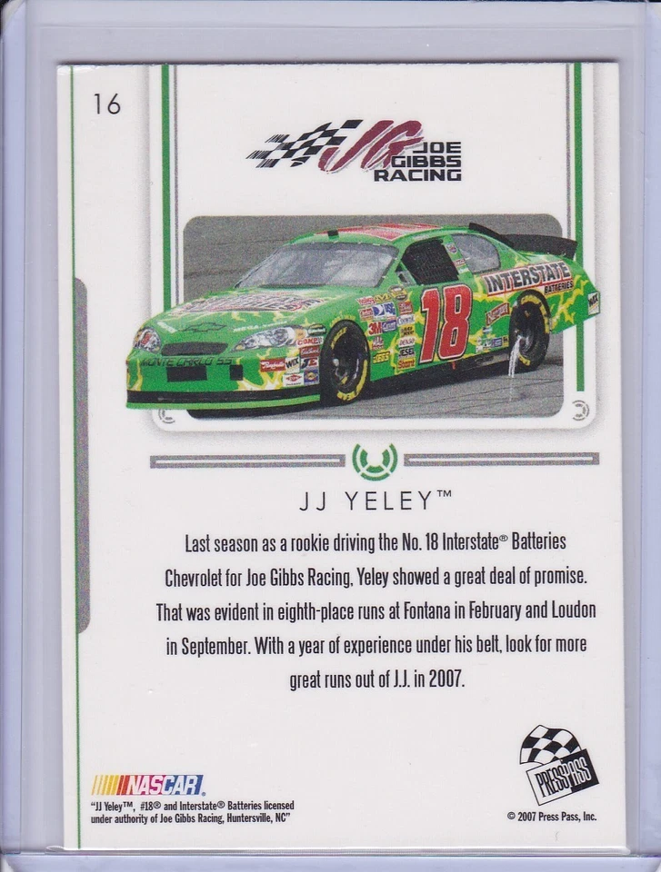 J.J. Yeley 2007 Press Pass Premium card 16 - Image 2 of 2