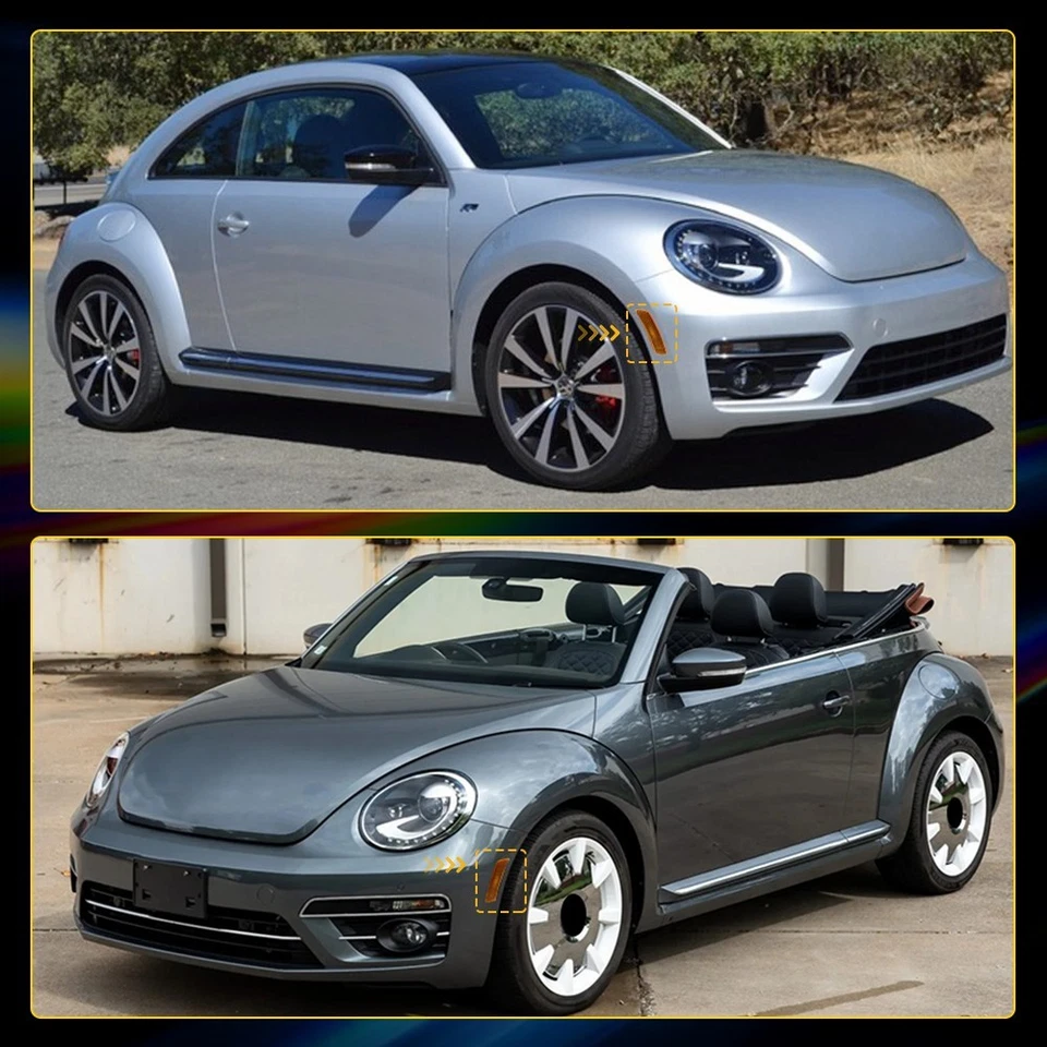 Carcaças de luz indicadoras frontais âmbar para 18-up VW Tiguan, 12-19 Beetle conjunto com 1-10 - Imagem 3 de 4