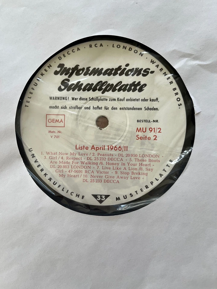 INFORMATIONS-SCHALLPLATTE April 1966 (12" Promo LP) Decca, RCA, Telefunken - Bild 2 von 3