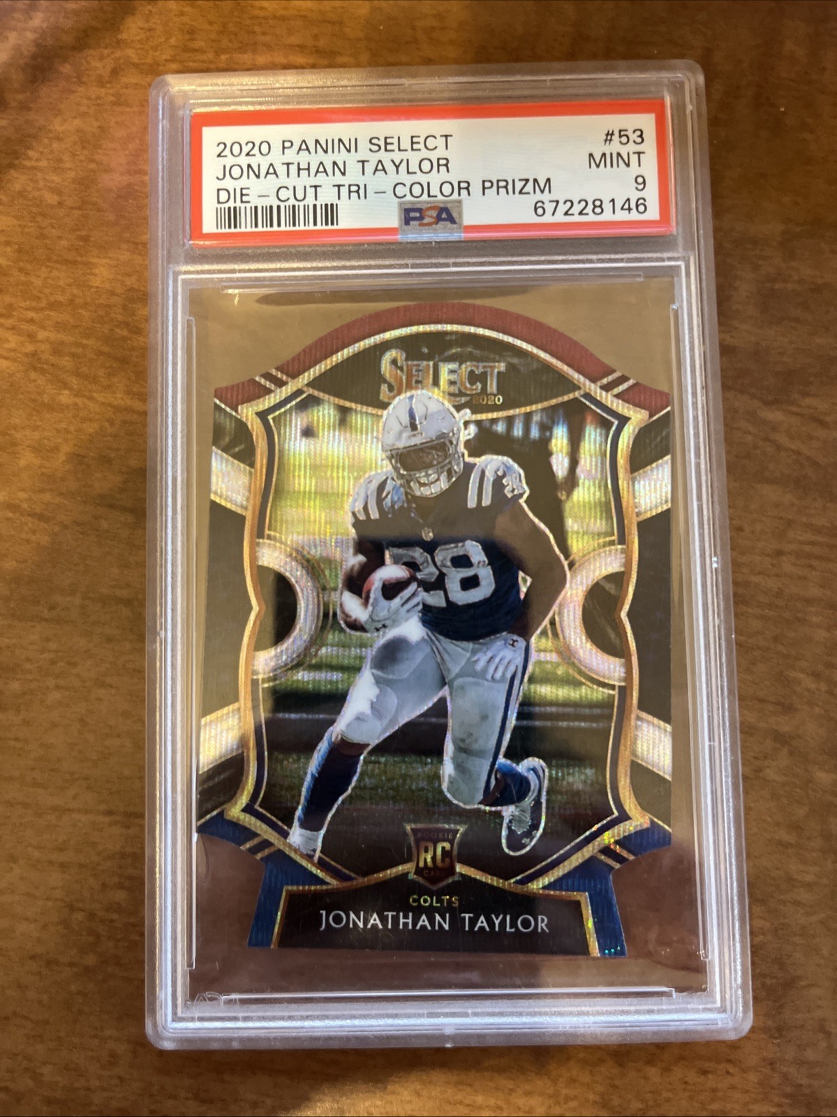 2020 Select - Concourse Jonathan Taylor #53 Tri-Color Prizm Die-Cut (RC) PSA 9