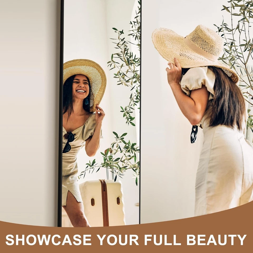 Полноразмерное стоячее зеркало прямоугольная алюминиевая рама отражающая небьющаяся  - Изображение 2 из 4