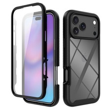 For iPhone 18Pro Max 17 16 15 Full Body Clear Screen Protector Hard Slim Case