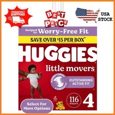 NEW Huggies Little Movers Baby Diapers, Size 4 22-37 lbs , 116 Count