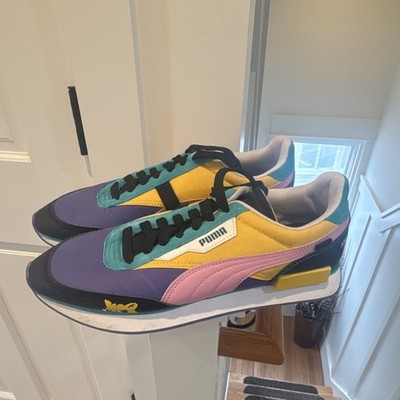 PUMA Tama Colorblock Yellow Pink Purple Teal Black Cushioned Low Top Sneakers