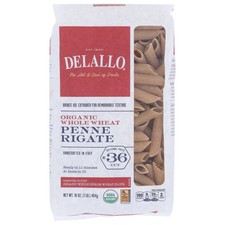 Delallo Pâtes Penne Rigate CÉRÉALES Complètes Bio Case De 8 X 16 oz
