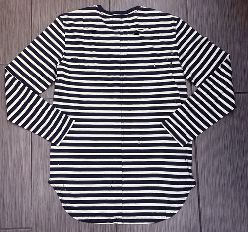 PacSun blau gestreiftes langärmliges Herrenhemd abgenutzt Jakobsmuschelsaum Medium neu mit Etikett - Bild 7 von 9