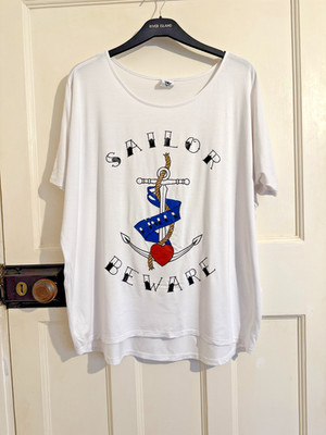MISBHV Sailor Beware Graphic T Shirt Oversized Designer Streetwear White Size S