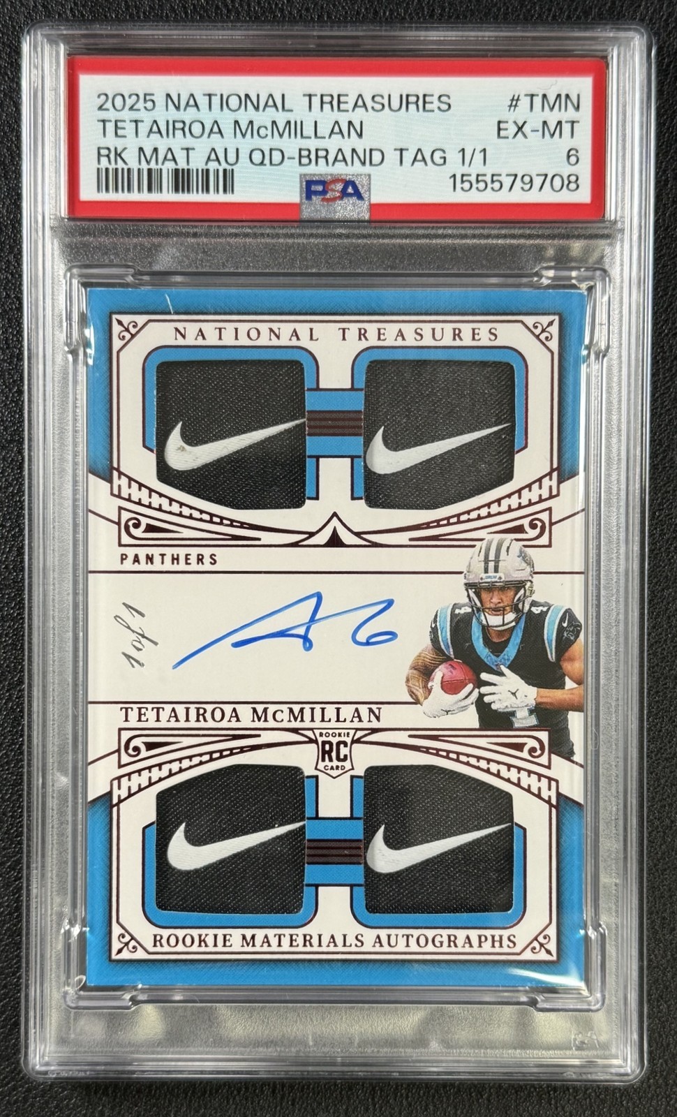 Tetairoa McMillan Panini National Treasures Crossover Rookie Patch Autographs #TMN Laundry Tag