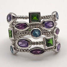 925 Sterlingsilber Amethyst Peridot Topas bre...