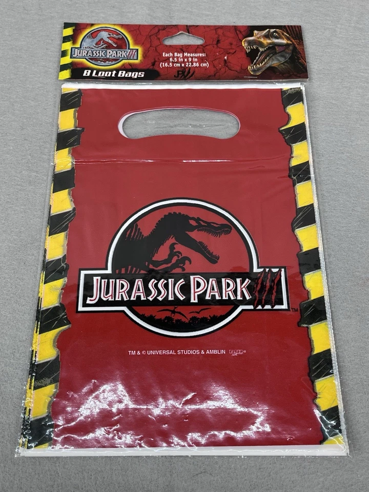 Jurassic Park III Movie Vintage Rare Dinosaur Birthday Party 8 Loot Bags Lot 4 - Image 2 of 4