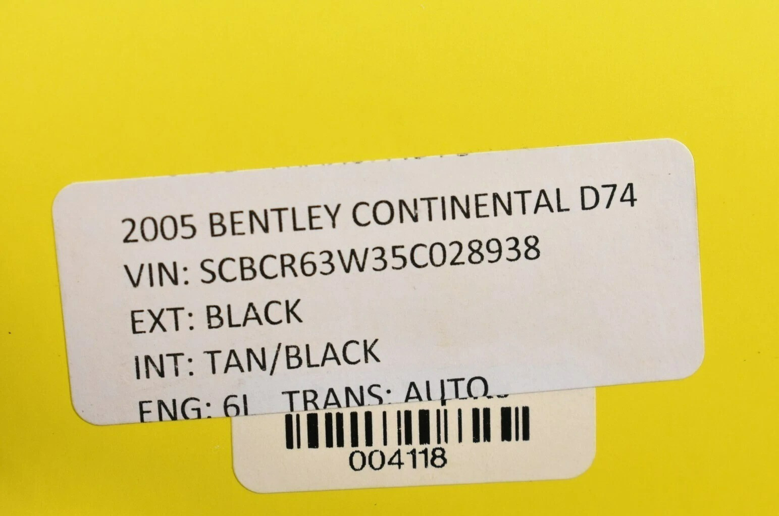03-10 Bentley Continental Rear Left Side Interior Door Panel W/Speaker Oem