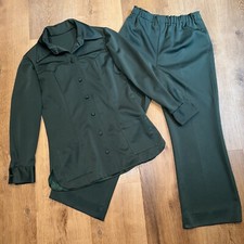 Vtg 60s 70s Leisure Suit Womens Large Jacket Pants Flare Leg 32 x 27 Disco Mod