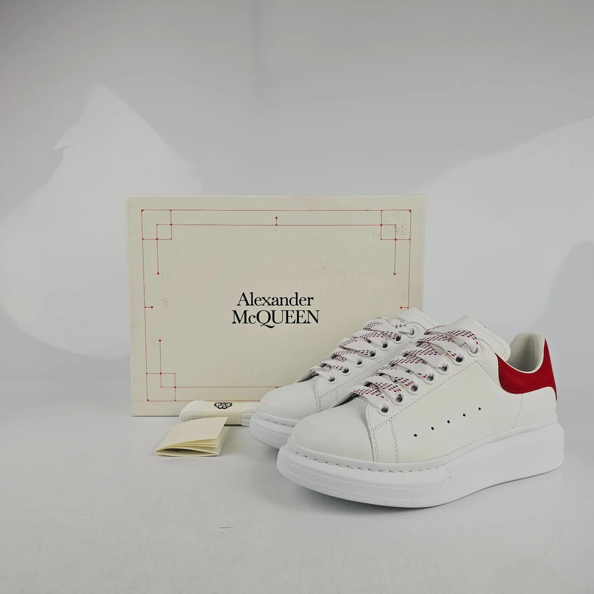 Alexander McQueen Women's Larry White And Red Sneakers New Size 41 US 11