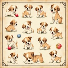 Cardstock Die Cut Embellishments Puppy  s And Dogs 18 Cut Outs 3.5 Inch