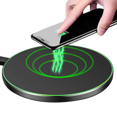 Wireless Lade-Pad Ladegerät Aliminum 10W für iPhone / Samsung / Airpod - Schwarz
