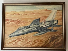 US Air Force Plane Painting Air Show Formation Mid Century