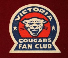 Rare Vintage Victoria Cougars Fan Club WHL Hockey Felt Jacket Crest Patch 