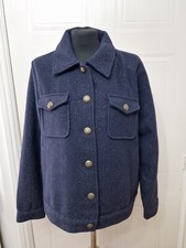 Ana Jakobs Womens Blue Gold Dots Jacket Size L 14 New