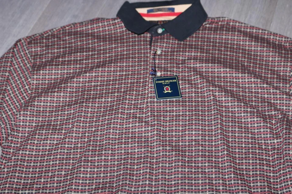 CAMISA POLO VINTAGE AÑOS 90 TOMMY HILFIGER GOLF TEJIDA PARA HOMBRE TALLA XL 1999 RARA NUEVA CON ETIQUETAS Foto 2 de 4